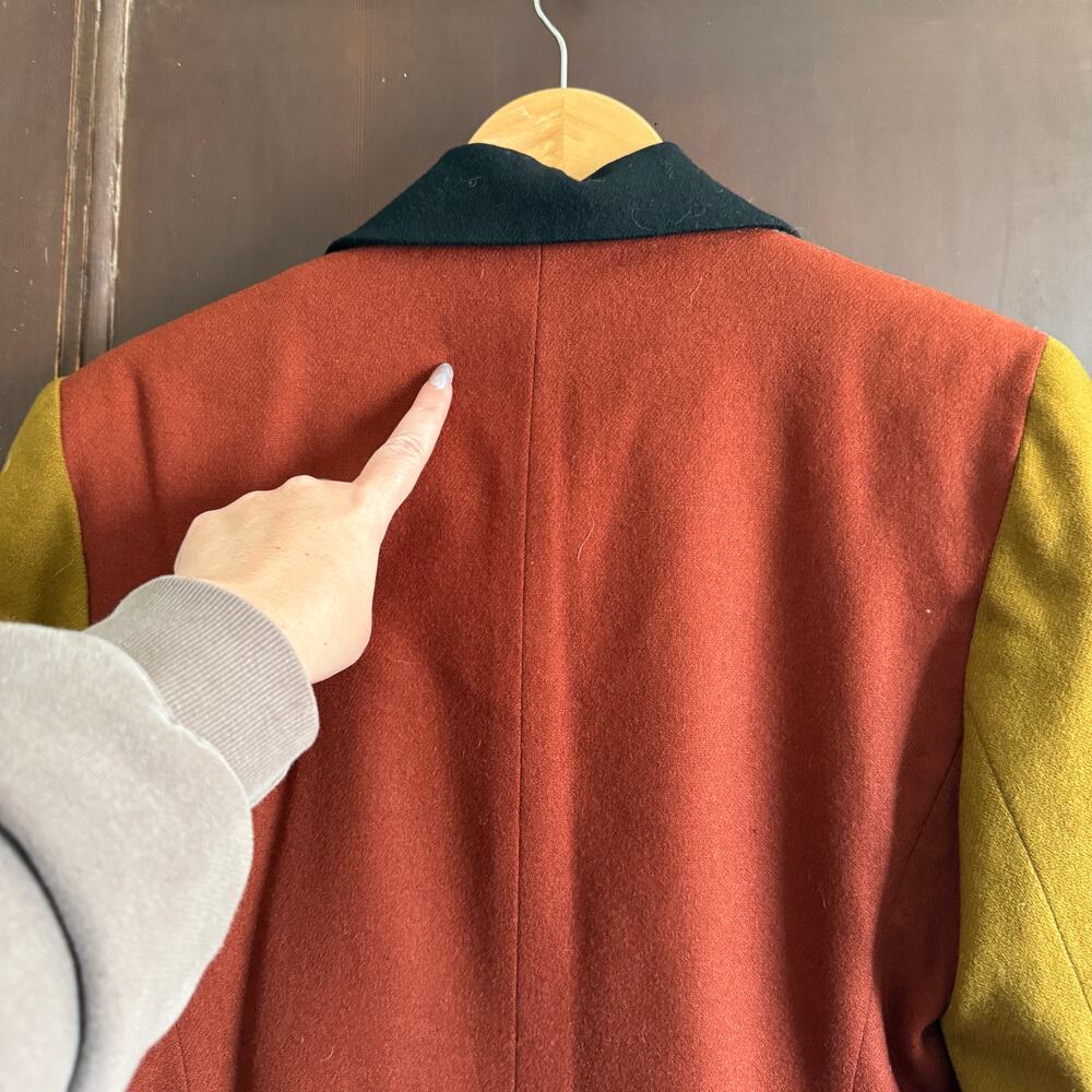 90s Vintage EXPRESS | Rust and Pea Green Color block Blazer Suit Jacket | Small - Picture 6 of 6